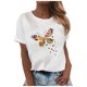 thumbnail image 1 of Gibobby Camisetas de verano para mujer Mujer Top Butterfly imprimir O cuello manga corta Casual Blose(Blanco,G), 1 of 4