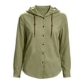 thumbnail image 6 of Josdec Button Down Hooded Sweatshirt for Women Solid Long Sleeve Cotton with Drawstring Loose Casual Overshirt Jacket S-XXL, 6 of 8