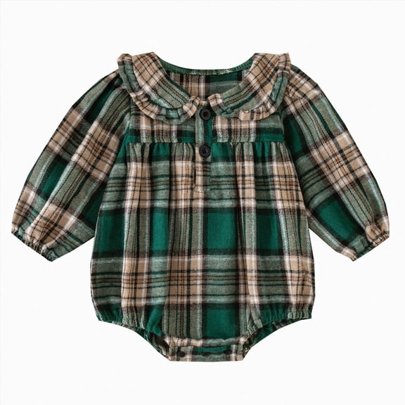 Gerichy Baby Girl Plaid Shirt Romper Flannel Long Sleeve Tops 0 3 6 9 12 18 Months Infant Button Down Fall Clothes