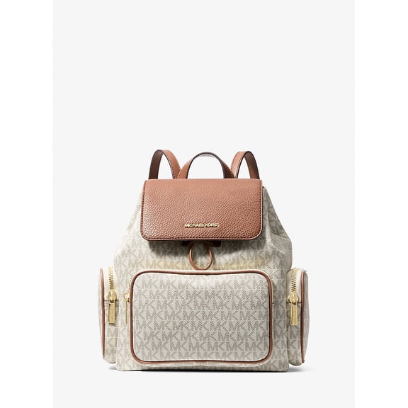 Michael Kors Women’s Merritt Small Signature Logo Cargo Backpack, PVC Canvas