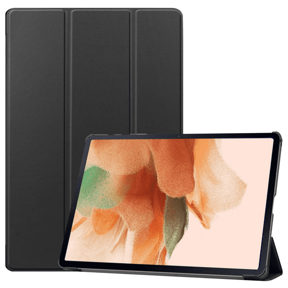 For Samsung Galaxy Tab S7 FE 12.4" 2021 / Galaxy Tab S7 12.4" 2021T730/T736, Flexible TPU Back Cover Lightweight Tri-Fold Stand with Auto Sleep/Wake, Black