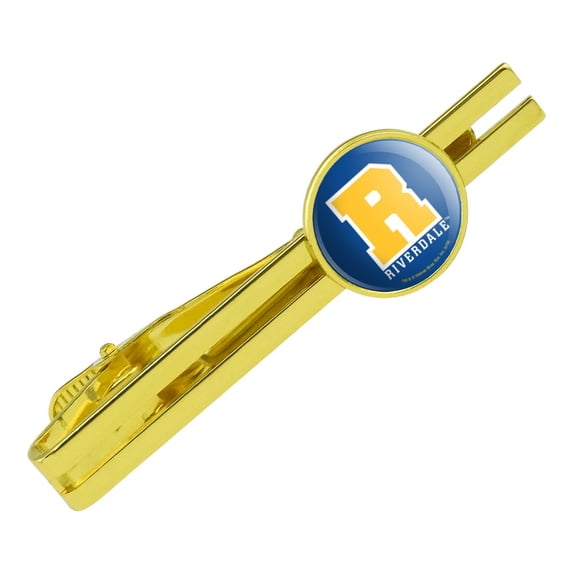 Riverdale Varsity Letter Round Tie Bar Clip Clasp Tack Gold Color Plated