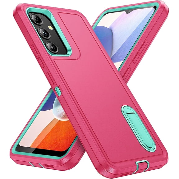 For Samsung Galaxy A14 Military Grade Dual Layer Shockproof Phone Case Build With Kickstand Dustproof Drop Proof Protective Cover for Galaxy A14 5G 6.6"(Pink/Blue)