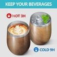 thumbnail image 4 of 12oz Insulated Wine Tumbler with Lid & Straw, Stainless Steel Egg Shape Cup, Wood Print, 4 of 5