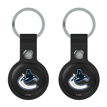 Keyscaper Vancouver Canucks Black Leatherette AirTag Holder 2-Pack