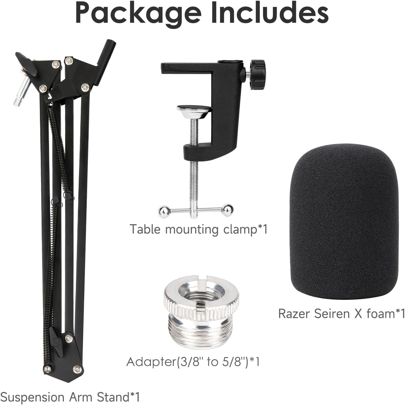 For Razer Seiren X Boom Arm, Heavy Duty Microphone Stand with Foam Cover & Adapter, Mic Arm Compatible with Blue Yeti, HyperX QuadCast, Shure SM7B, FIFINE K688 and more by YOUSHARES