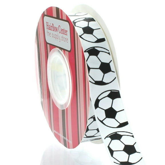 7/8" Soccer Ball Grosgrain Ribbon 100 Yard