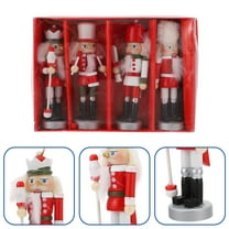 PENIKOKO 4-Piece Red Wooden Nutcracker Christmas Decorations with Rope Hangers for Holiday Party and Home Ornament