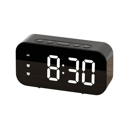 Alarm Clock for Bedroom, Electric Bedside Desk Clock, LED Alarm Clock with Big Numbers Mirror Display, Sound-Activated Night Light, and Temperature Sensor for Deep Sleepers