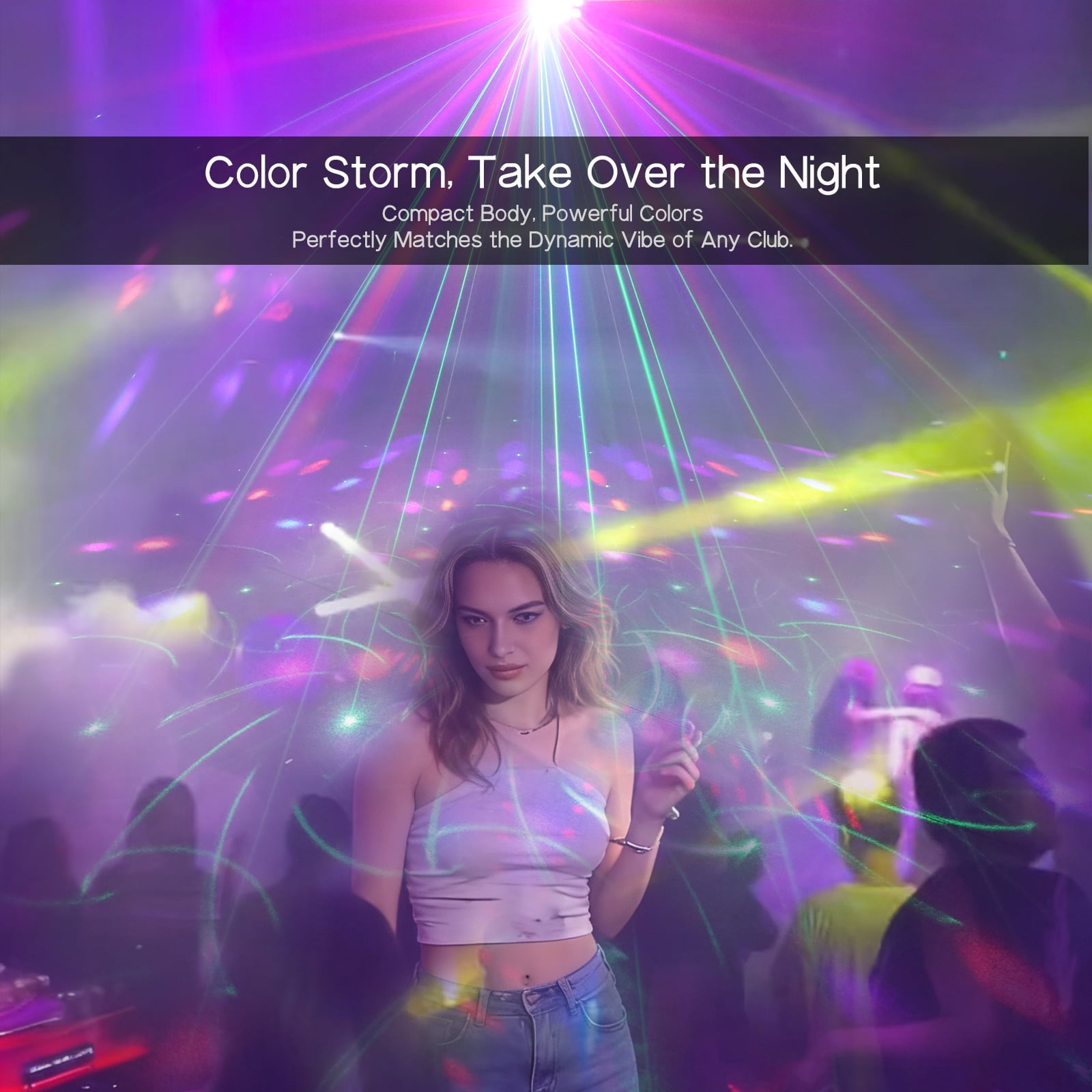 3-in-1 Disco Party Light, Sound Activated DJ Lights, Remote Control LED Strobe for Stage, Indoor/Outdoor Use