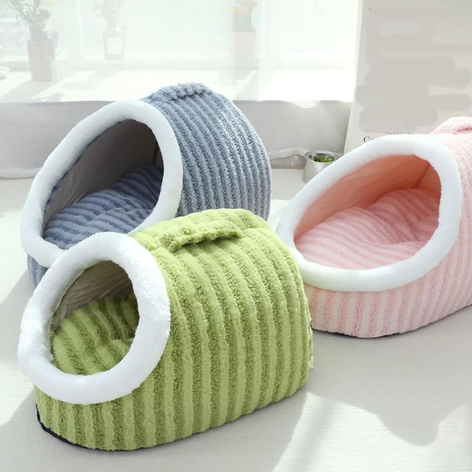 Cozy Hideaway Pet Bed, Indoor Bed with Removable Mattress, Warm Cat Sleeping Bed, Cat House Indoor Bed, Non-slip Washable Soft Pet Slipper Cave Bed for Small and Medium Pe