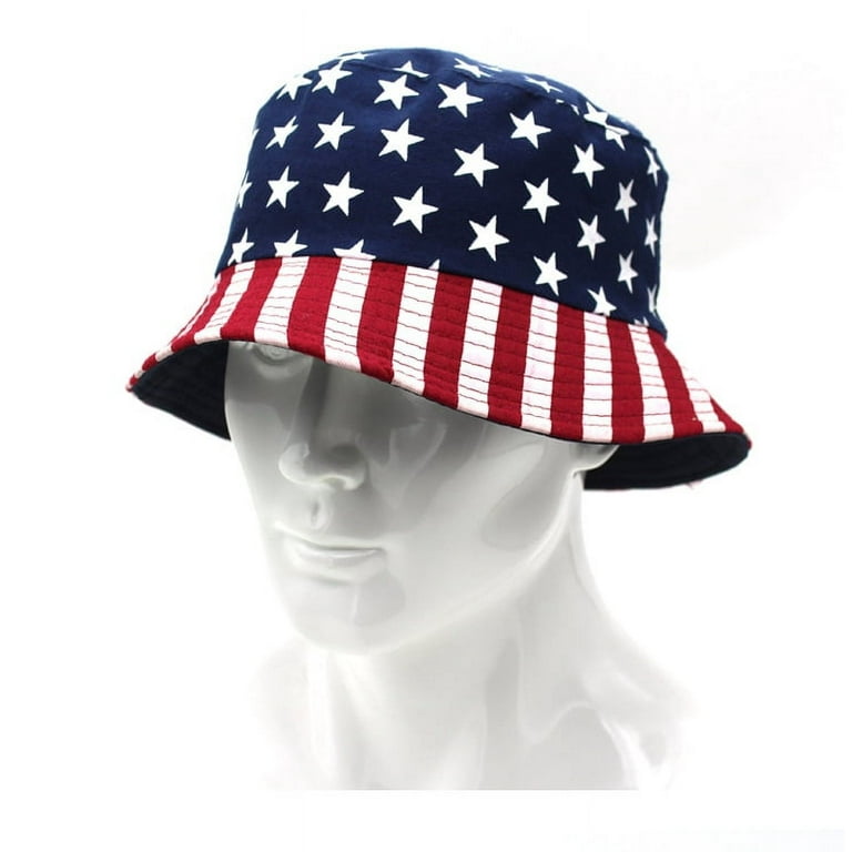 YJ.GWL Fisherman Hat Outdoor Sun Hats for Men and Women Flag Star Print Cap