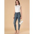 thumbnail image 2 of Blusa sin mangas semitransparente Allegra K con volantes de encaje para mujer blanco XS, 2 of 6