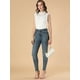 thumbnail image 2 of Blusa sin mangas semitransparente Allegra K con volantes de encaje para mujer blanco XS, 2 of 6