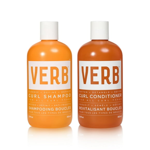 Verb Duo Shampooing et après-Shampooing pour Boucles - Shampooing Définissant les Boucles Doux, Nettoyant et Lissant pour Cheveux Frisés + Adoucit, Définit et Hydrate après-Shampooing Anti-Frisottis - Vegan et Sans Sulfate
