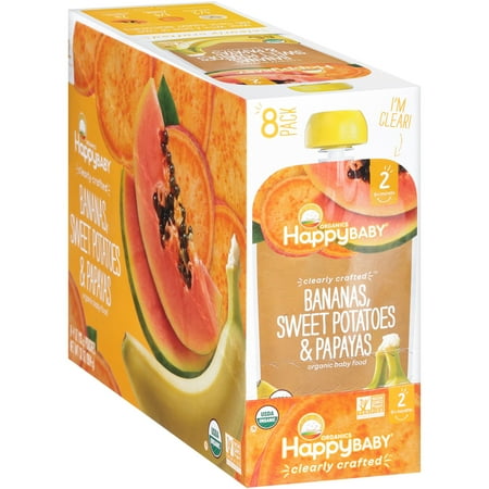 Photo 1 of (8 Pack) Happy Baby Organics Bananas, Sweet Potatoes & Papayas 4 oz. Pouches