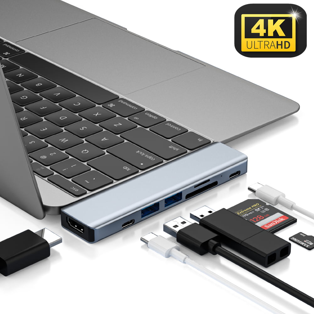 hulp in de huishouding tanker logboek USB C Hub for MacBook Air MacBook Pro Adapter Mac Dongle Multiport Adapter,  USB-C to HDMI SD/TF 2 USB 3.0 Port PD 100W - Walmart.com