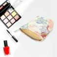 thumbnail image 4 of Bolsas de maquillaje de mano reutilizables con estampado floral de 1 pieza para vacaciones en blanco, rojo y rosa de algodón, 4 of 5