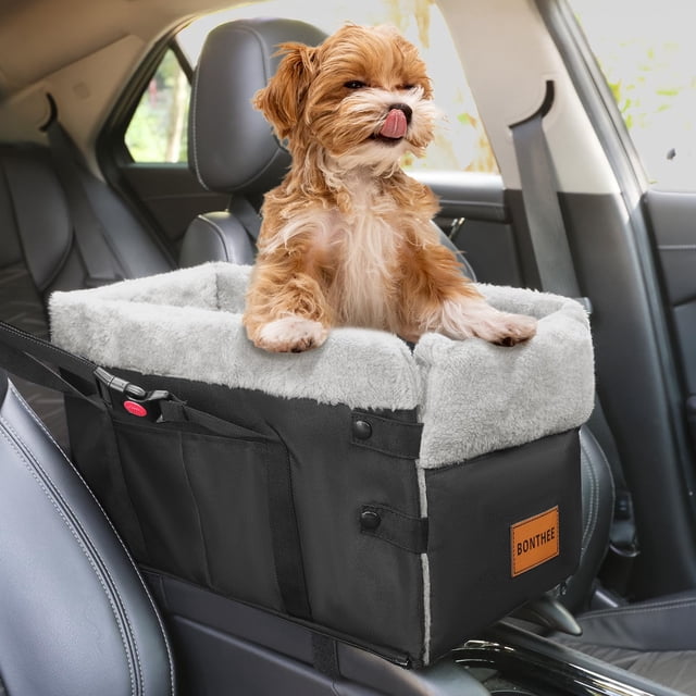 Asiento de coche para perros BONTHEE, consola central para perros pequeños de hasta 15 libras