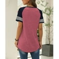 thumbnail image 5 of SWQZVT Summer Tops for Women Short Sleeve T-shirts for Women Color Block Casual Tunic Crew Neck Cute Striped T Shirts Pinkbrown Tees Plus Size XXL, 5 of 6