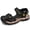 black, variant on Men Brown Outdoor Closed Toe Sports Sandals Double Adjustable Magic Tape Yellow Contrast Decor Thick Serrated Multi-Layer Sole Anti-Collision Toe Casual Hiking Sandals