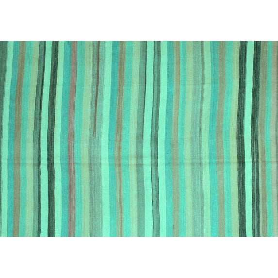 Ahgly Company Machine Washable Indoor Rectangle Abstract Turquoise Blue Contemporary Area Rugs, 5' x 7'