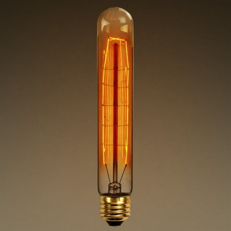 30 Watt - Vintage Antique Light Bulb - T9 Tubular Style - 7.4 in. Length - Hand-Wound Tungsten Filament - Amber