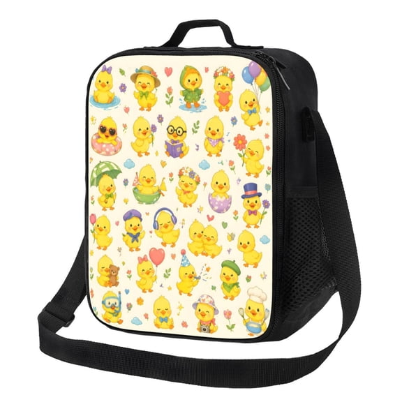 Cute Ducklings Lunch Bag Insulated Thermal Lunch Box with Shoulder Strap & Handle for Women and Men