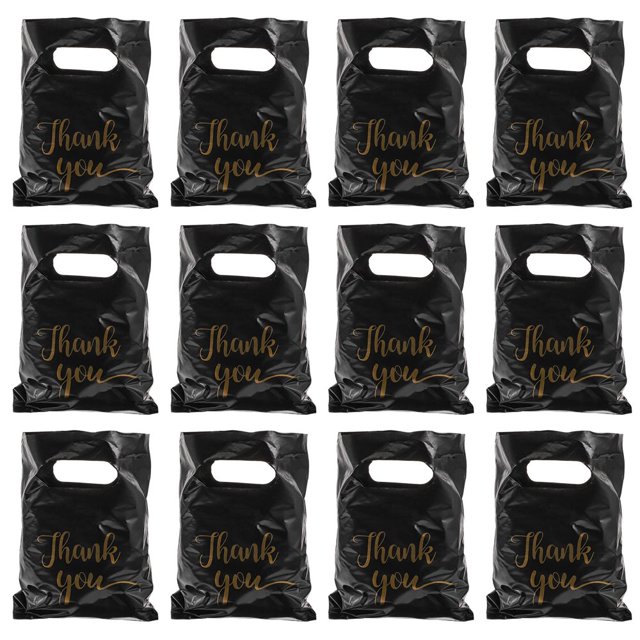 LEEYNEER 100 Pcs Bags with Handle Thank You Gift Bulk Handles Shopping