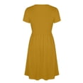 thumbnail image 4 of ClodeEU Women's V Neck Short Sleeve Midi Dress,Casual High Waist A Line Flowy Dress Yellow,Women's Plus XXL, 4 of 7