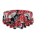 thumbnail image 5 of Red Mushroom Line Black Pattern Round Tablecloth 60"x60",Wrinkle Wipeable Table Cloth for Kitchen Dining Room Picnic Patio Party, 5 of 6