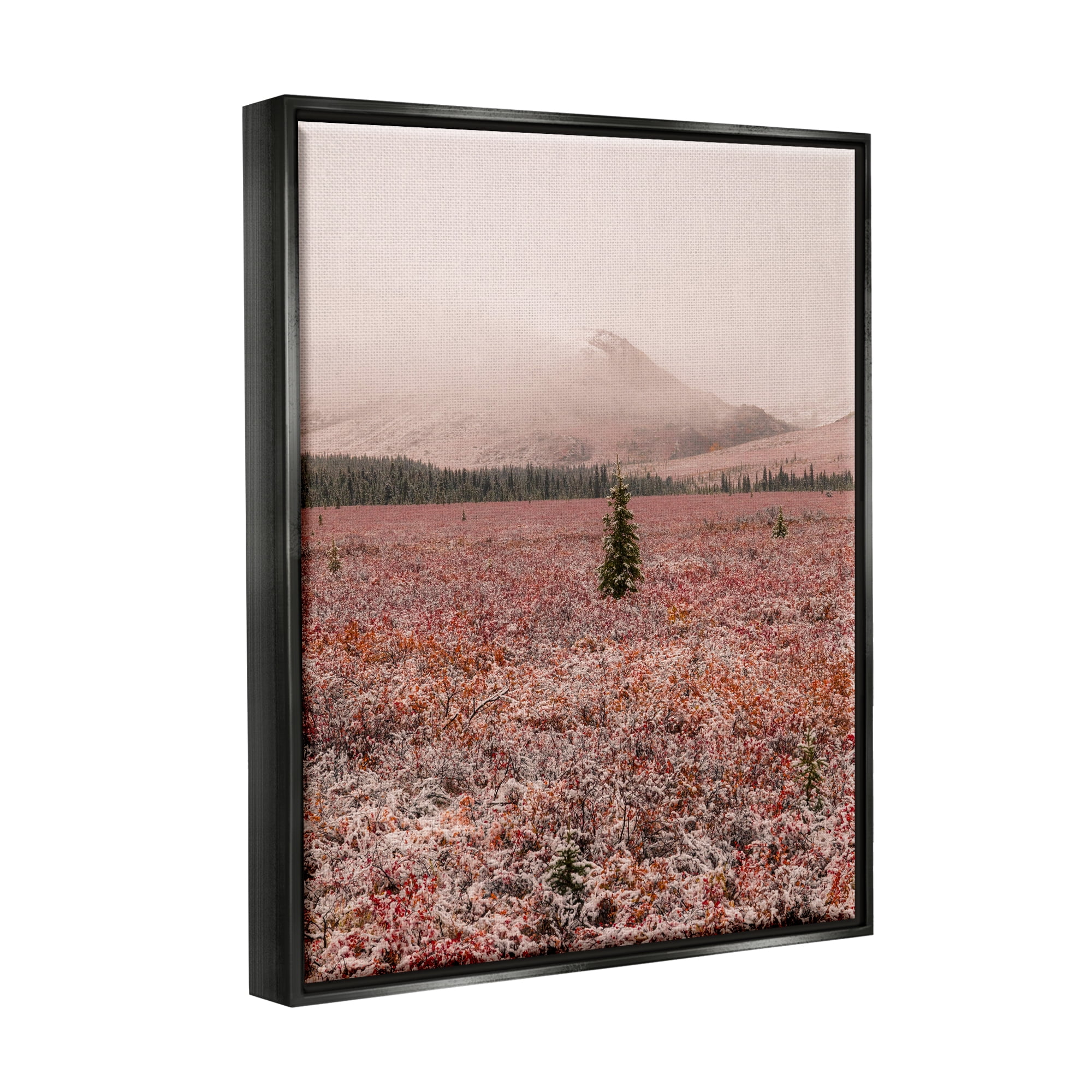 Stupell Industries Tree in Foggy Landscape Landscape Photography Black Floater Framed Canvas Art Print Wall Art, 25 x 31