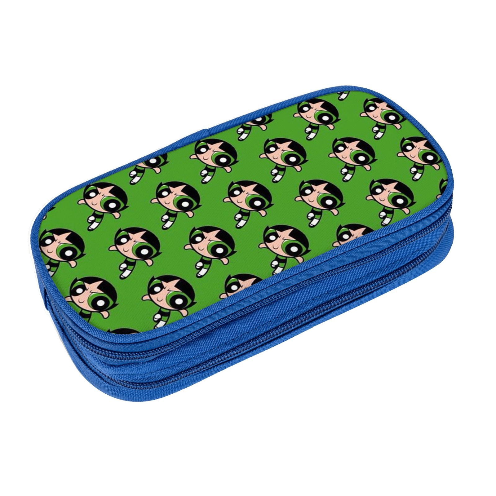 The Powerpuff Gi-rls Pencil Case Large Capacity Pencil Pouch Penbag Office Stationery Organizer Travel Makeup Bag Blue