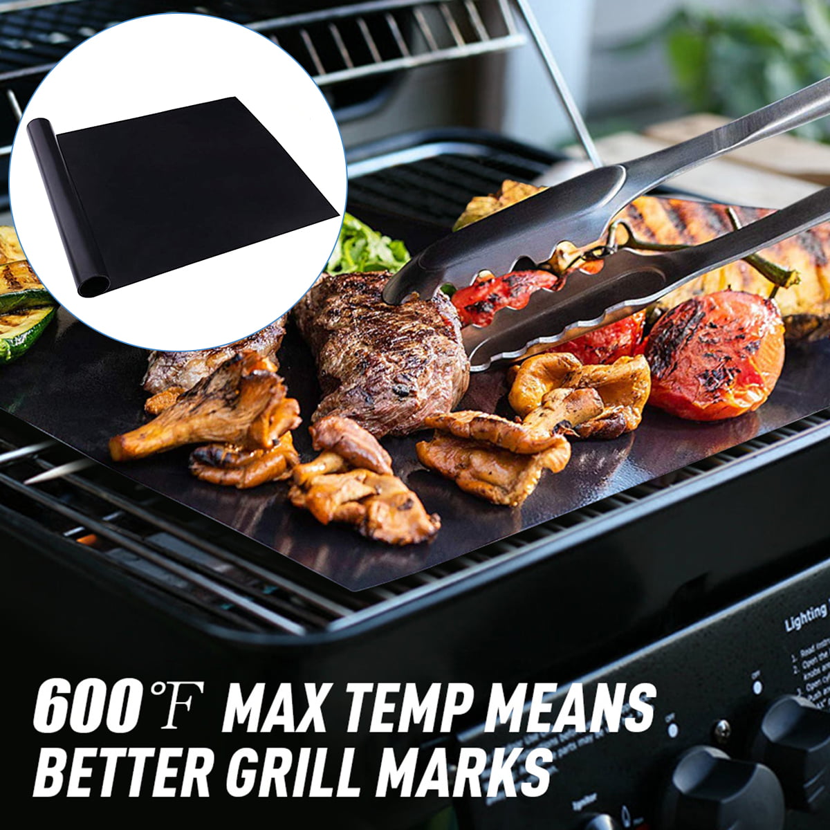 1Pc BBQ Grill Mat Reusable Sheet Resistant Non-Stick Barbecue Bake Meat 