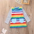 thumbnail image 3 of ITFABS SpringBaby Girl Long Sleeve Round Neck Striped Dress with Front Pockets, 3 of 5