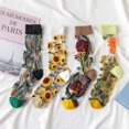 thumbnail image 5 of Zhengup 8 Pairs Women Floral Sheer Sock Elastic See Through Socks Summer Thin Mesh Lace Jacquard Socks Cottagecore Accessories, 5 of 7