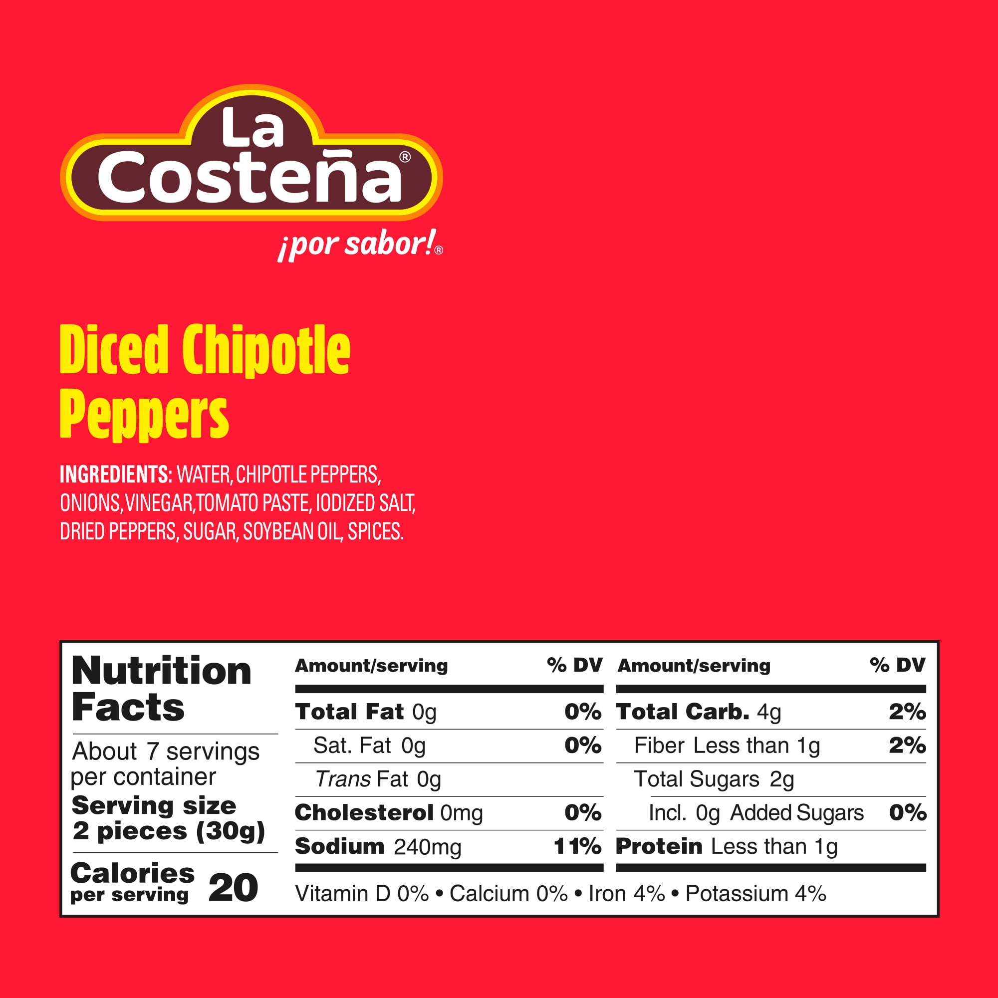 (12 pack) La Costeña Diced Sweet Chipotle Peppers, 8.11 oz