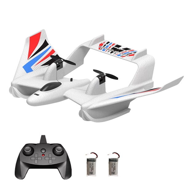 Avión de control remoto 3 en 1 Agua Tierra Aire Avión de control remoto 2.4GHz Giroscopio EPP Control remoto Drone Stunt Flying Sled Design 2 Batería