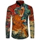 thumbnail image 5 of Camisa con botones y cuello vuelto para hombre con estampado 3D de tigre, estilo chino, vintage, de manga larga, para fiesta hawaiana, ropa de calle, 5 of 5