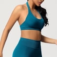 thumbnail image 5 of Neewe Women's Seamless Sports Bra Knitted Yoga Suit Gathering Breathable Workout Gym Tank Top for Women-Light Blue L, 5 of 9