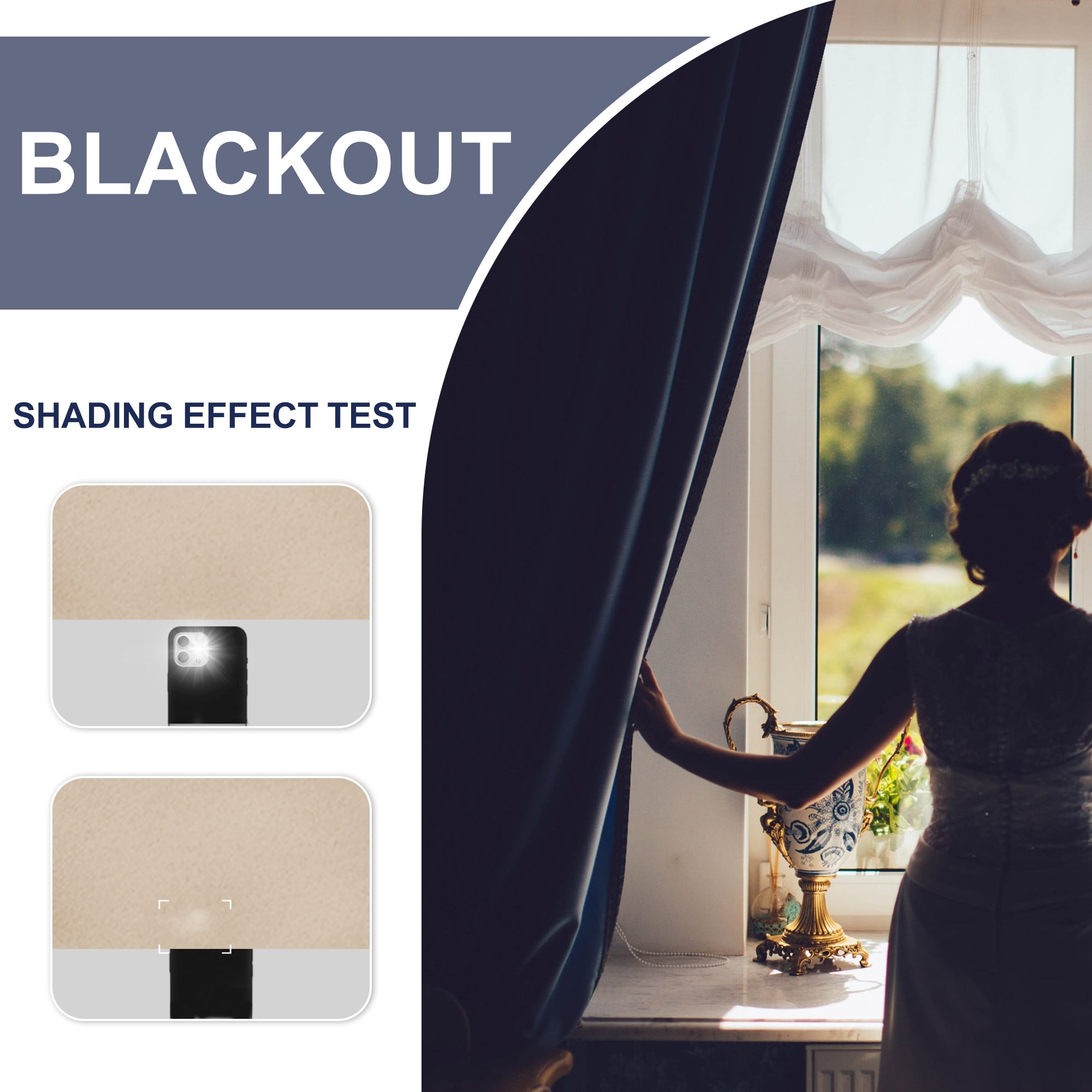 JIUZHEN Blackout Curtains for Bedroom - Thermal Insulated Room Darkening Rod Pocket Curtains for Living Room, Set of 2 Panels with Tiebacks, 42 x 54 inches Long, Beige