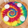 thumbnail image 2 of Colorful Rainbow Tie Dye Spiral Pattern Round Fitted Tablecloth with Elastic Edge,Dining Table Cover Waterproof,Outdoor Round Tablecloth for Camping,Dining,Indoor and Outdoor, 2 of 7