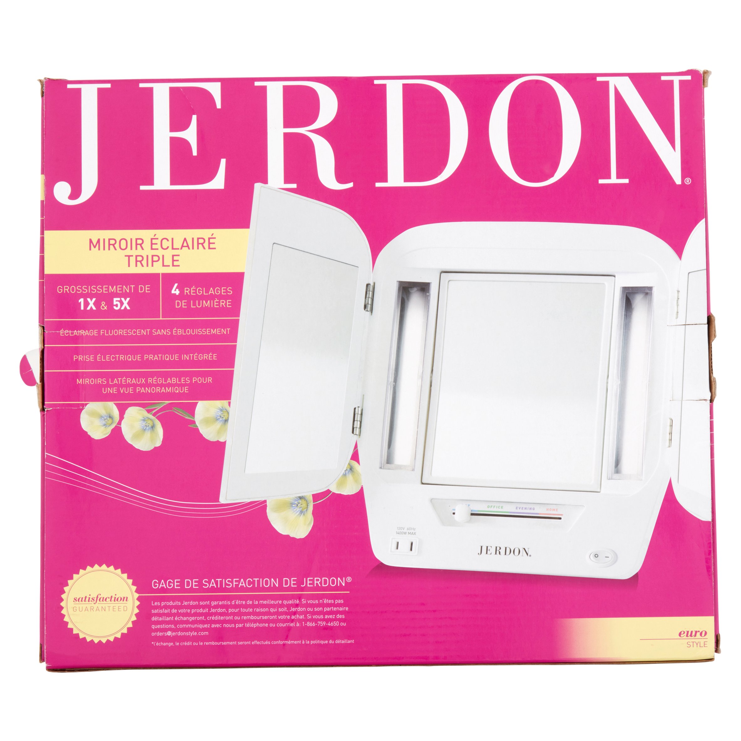 Jerdon Tri-Fold Lighted Makeup Mirror 5X Magnification photo 6