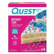 Quest Birthday Cake flavor Protein Bars, 20g of Protein, 4 Count (Pack of 2)