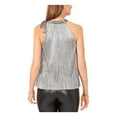 thumbnail image 2 of 28TH & PARK Womens Silver Metallic Pleated Tie Neck Lined Sleeveless Halter Evening Top XS, 2 of 4