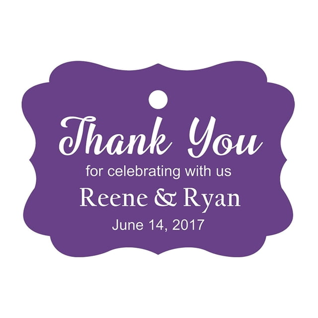 100 PCS Custom Wedding Favor Hang Tags Thank you for celebrating Personalized Paper Tags