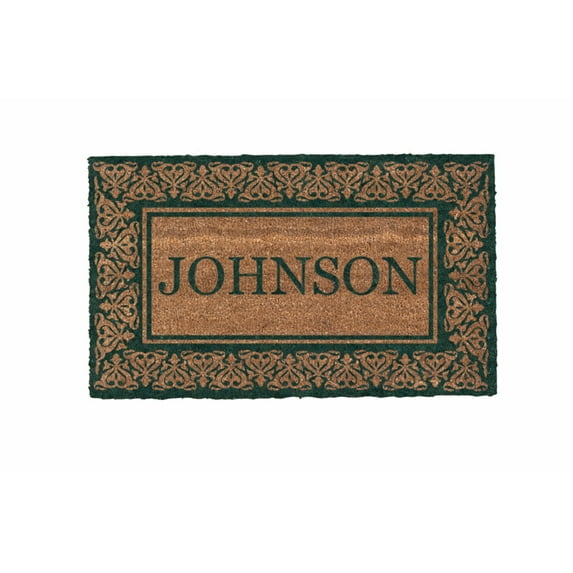 CocoMatsNMore Personalized Green Blooming Hearts Doormats with Vinyl Backing 22" x 36"