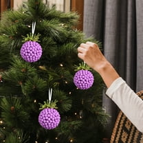 SCNOR Purple Christmas Tree Ornaments 4 Inch, Shatterproof Plastic Xmas Balls Set of 3, High-Gloss Easy-to-Hang for Wreaths Garlands