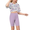 thumbnail image 5 of Spazoro Little & Big Girls Leisure Outfit Sets, 2-Pieces Easter Crew Neck Summer Short Sleeve Shirt and Shorts Sets Purple Size 14 T, 5 of 9