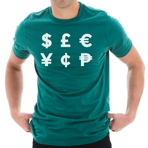 Plus Size Money Symbols Graphic Design Short Sleeve Cotton Jersey T-Shirt - Teal XL